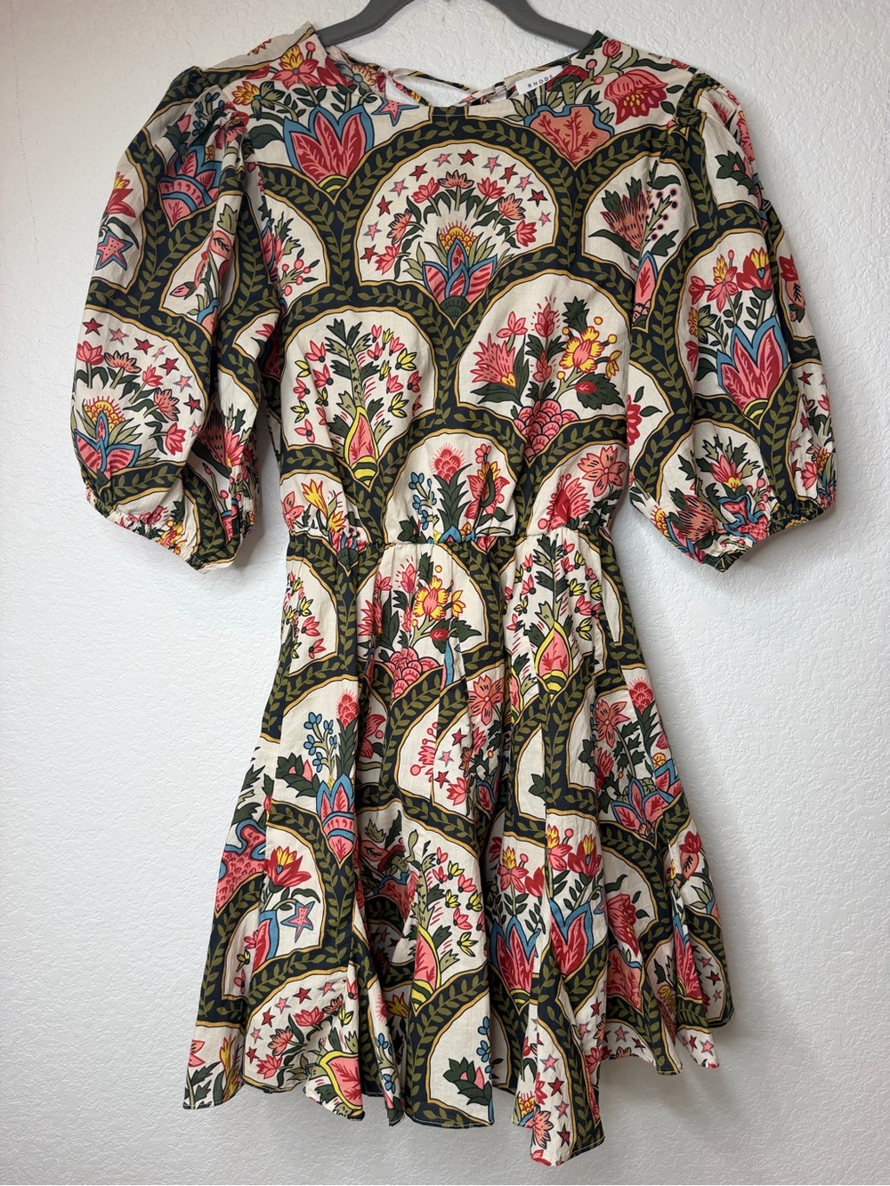 Rhode Molly Mini Dress Floral Cotton Puffed Sleeves Women’s XS EUC Fit & Flare